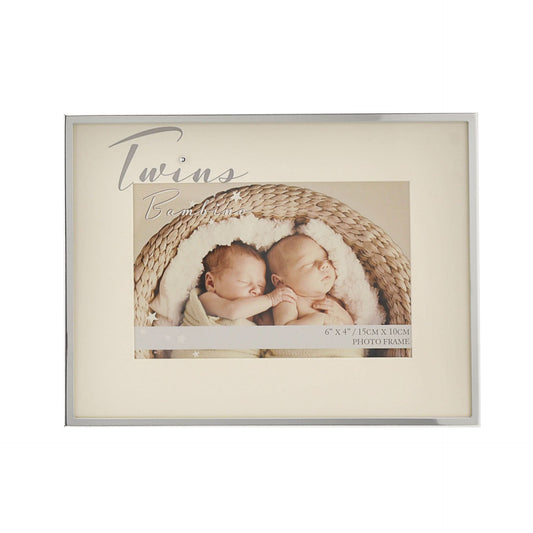 Bambino Silver Plated Photo Frame - Twins 6" x 4"