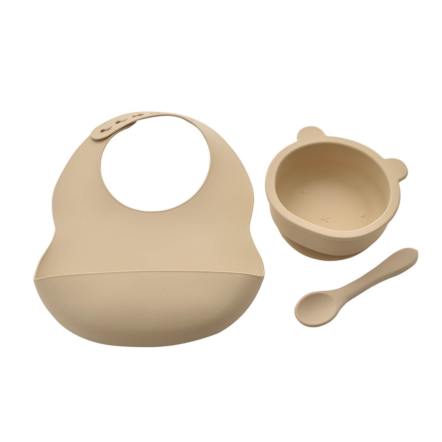 Bambino Silicone Feeding Set Bib Bowl & Spoon Natural